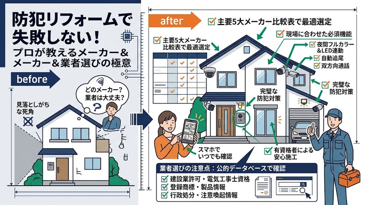 防犯カメラ・防犯設備リフォームで失敗しないために｜5大メーカー徹底比較と業者選びの注意点