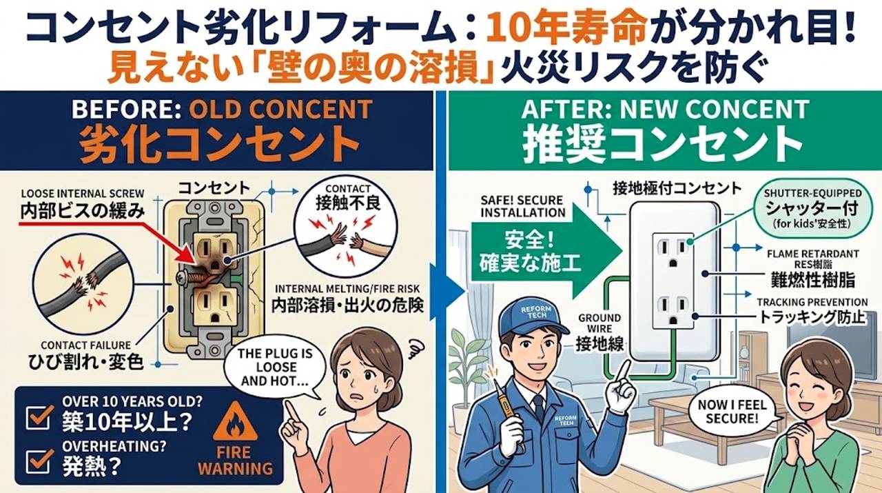 築10年過ぎたら要注意！古いコンセントの危険性と交換基準